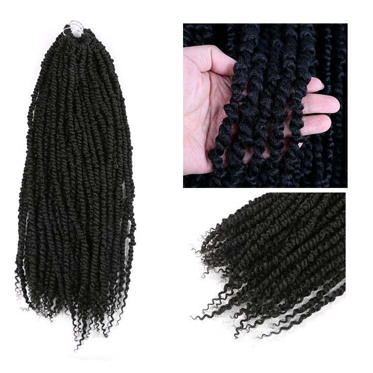 Pre-twisted Passion Twist Crochet Braiding Hair Extension Ombre Color Synthetic Fiber Pre-looped Passion Twist Braids