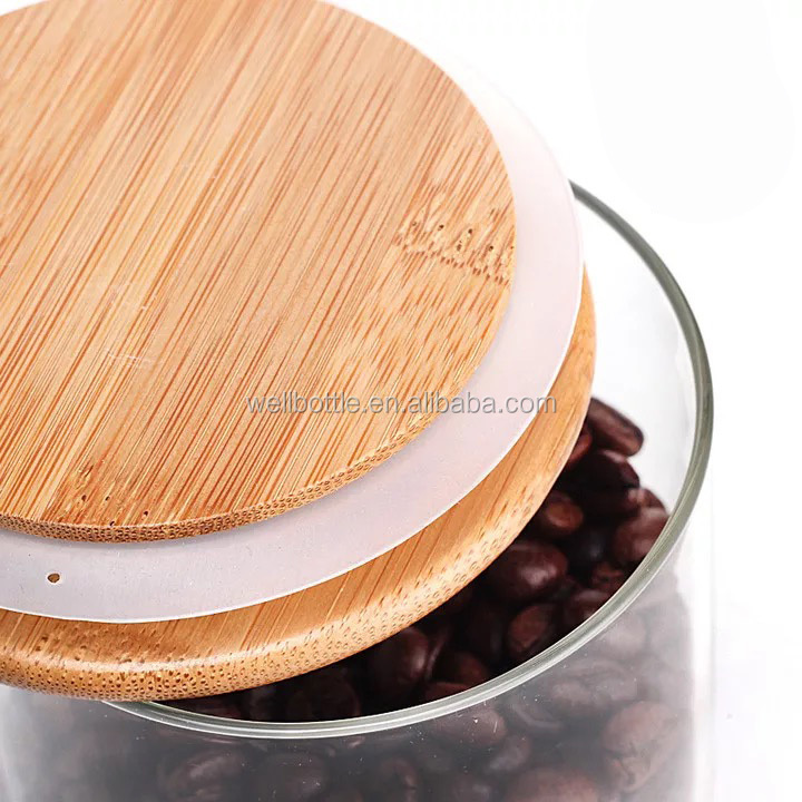 food storage glassjar glass biscuit jar wholesale glass jar wooden lid GSJ-72S