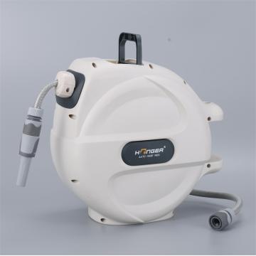 30M Retractable Garden Hose Reel, Wall Mounted Hose Reel, with Multiple Metal Spray Gun, Any Length Lock/Slow Return System/Wall