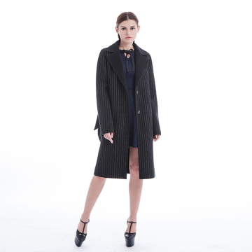 Black striped cashmere overcoat