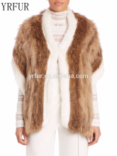 YR965 New Arrival Grass Fox and Rabbit Hand Knitted Fur Shawl Knitted Fur Gemini Stole
