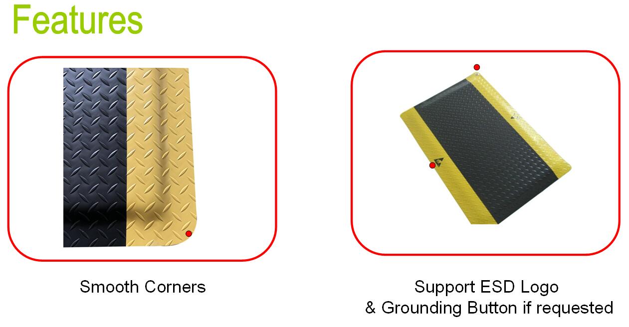 Hot Sale Diamond ESD Black Yellow Anti-Static ESD Anti-Fatigue Grounding Mat