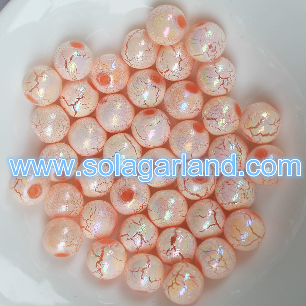 Plastic Round Crackle Beads