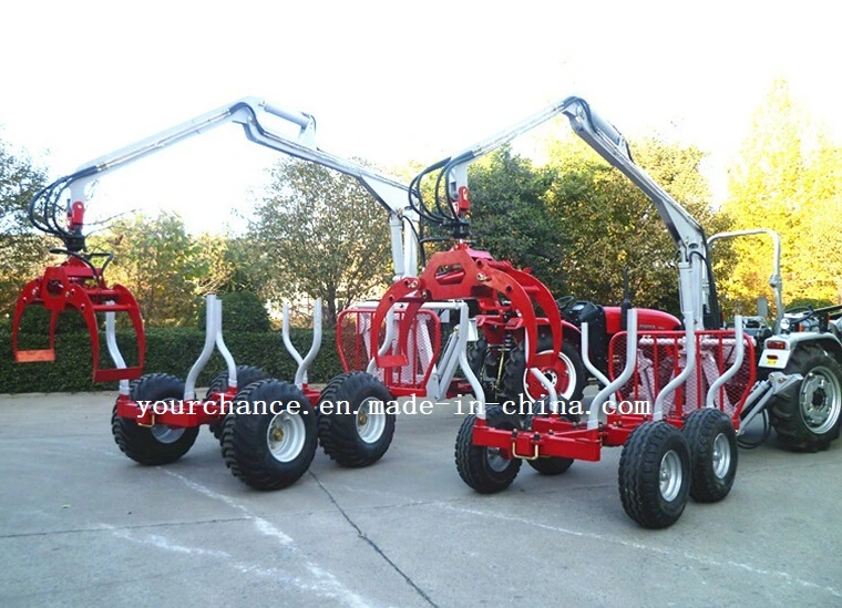 Norway Hot Selling Forestry Machinery 1-12 Tons Log Loading Trailer with Hydraulic Rotating Crane Grab Grapple