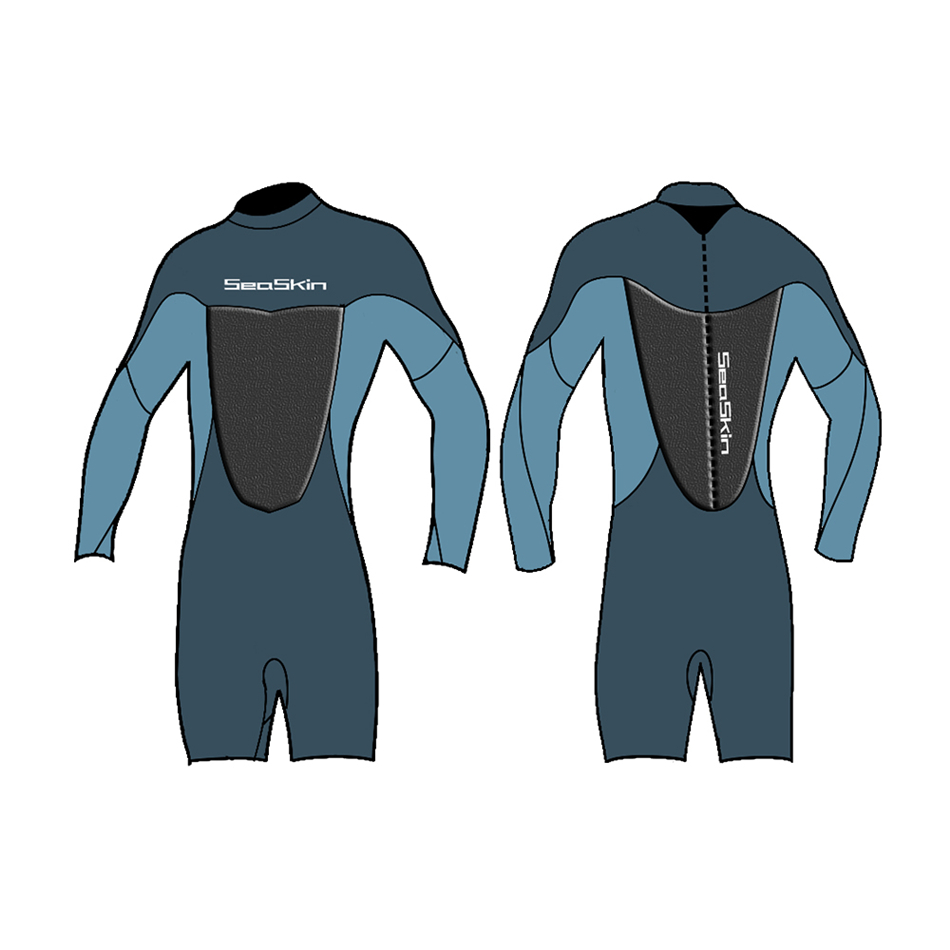 Seaskin Mens Geri Zip Uzun Kollu dalış Wetsuits