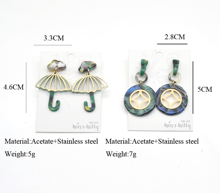 2021 Newest design novelty women colorful acetate custom acrylic earrings