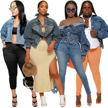 New Arrival Designer Women's Jackets & Coats - Heavy Washed Long Sleeve Button Down