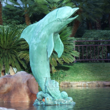 Garden Decorative Metal Craft Life Size Bronze Dolphin Pool Statue
