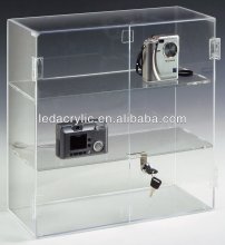 2 Shelves Countertop Acrylic Display Case With A Locking Hinged Door
