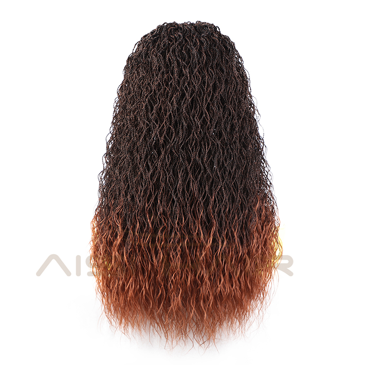 Aisi Hair New Design Long Braided Ombre Brown Swiss Lace Wigs Senegalese Twist Braided Front Lace Synthetic Wigs For Black Women