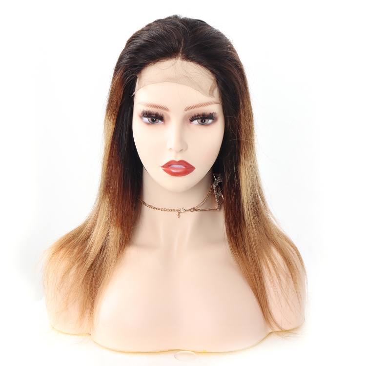 Wholesale Glueless Wigs Cheap Brazilian Hair T1B/4/27 Ombre Color 4x4 Lace Closure Raw straight Human Hair Lace Front Wigs