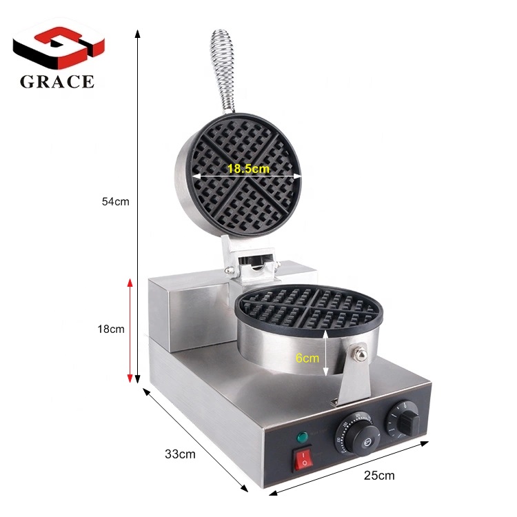 Hot Selling Commercial Kitchen Equipment Round Shape Electric Single Waffle Machine Waffle Maker