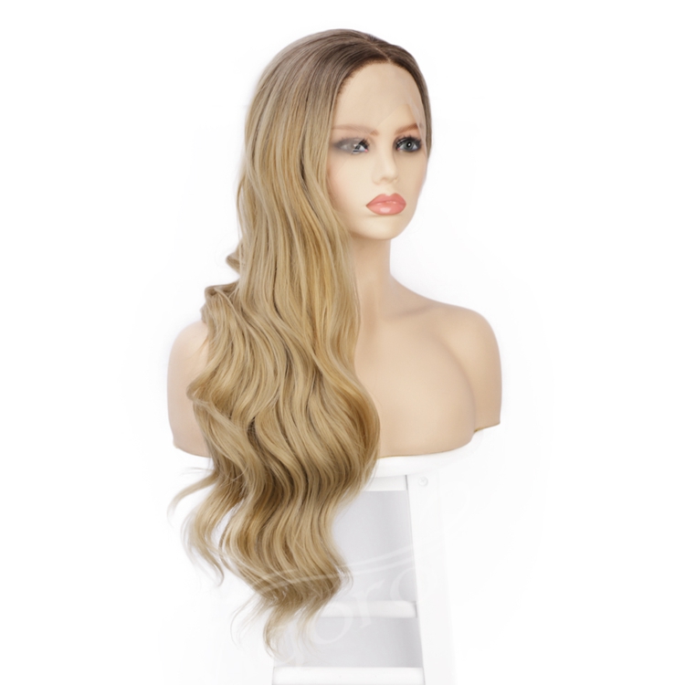 Ladies Straight New High Fashion 26 Inch Long Ombre Can You Dye Lace Front Heat Resistant Wig Hair Synthetic
