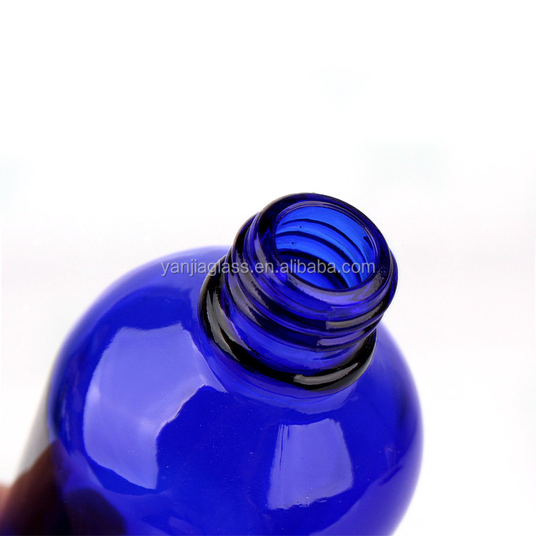 full size 15ml 30ml 50ml 100ml blue color Glass Essential Oil dropper bottle with silver lid