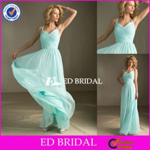XL174 Spaghetti Straps Customized Design Pleat Bodice Floor Length Teal Colored Bridesmaid Dresses