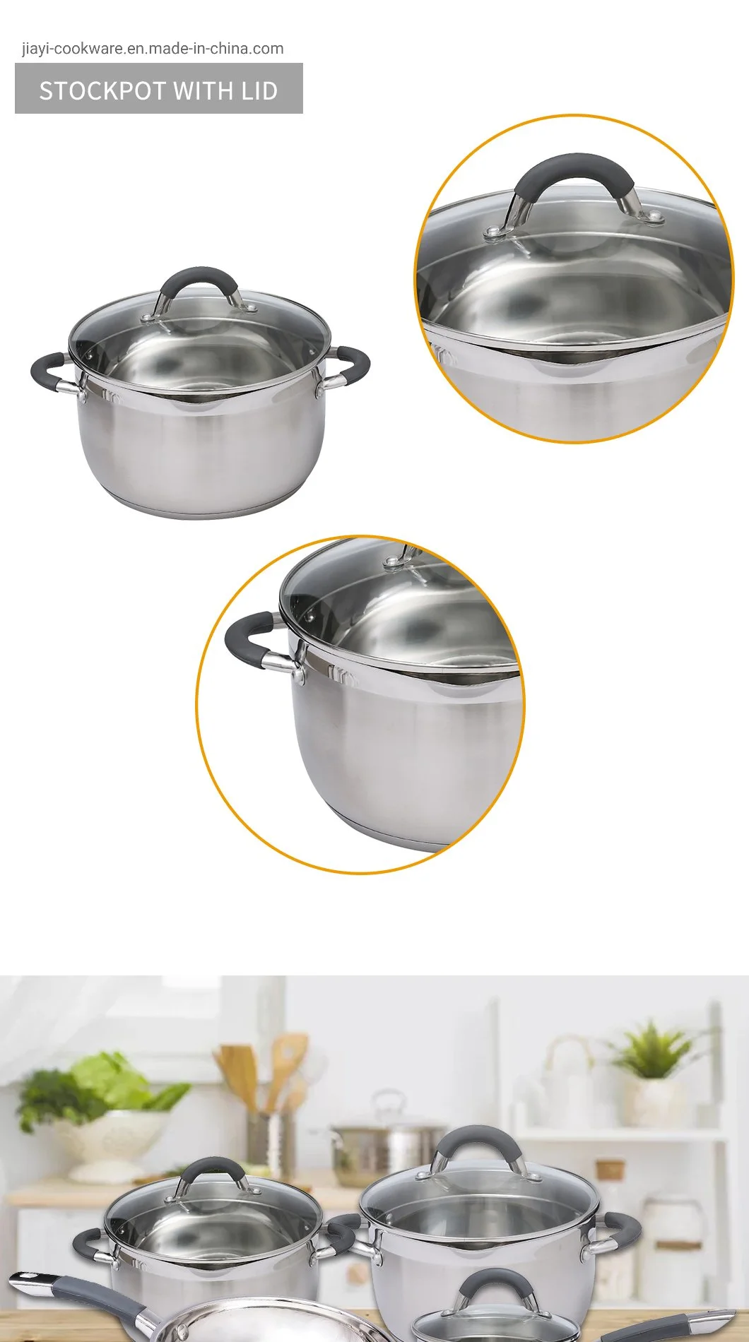 Herramientas de cocina 16 piezas Juego de utensilios de cocina de acero inoxidable Sartén para sopa Cacerola Cazuela Juego de ollas de cocina