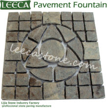 Grey pavement water fountain stone