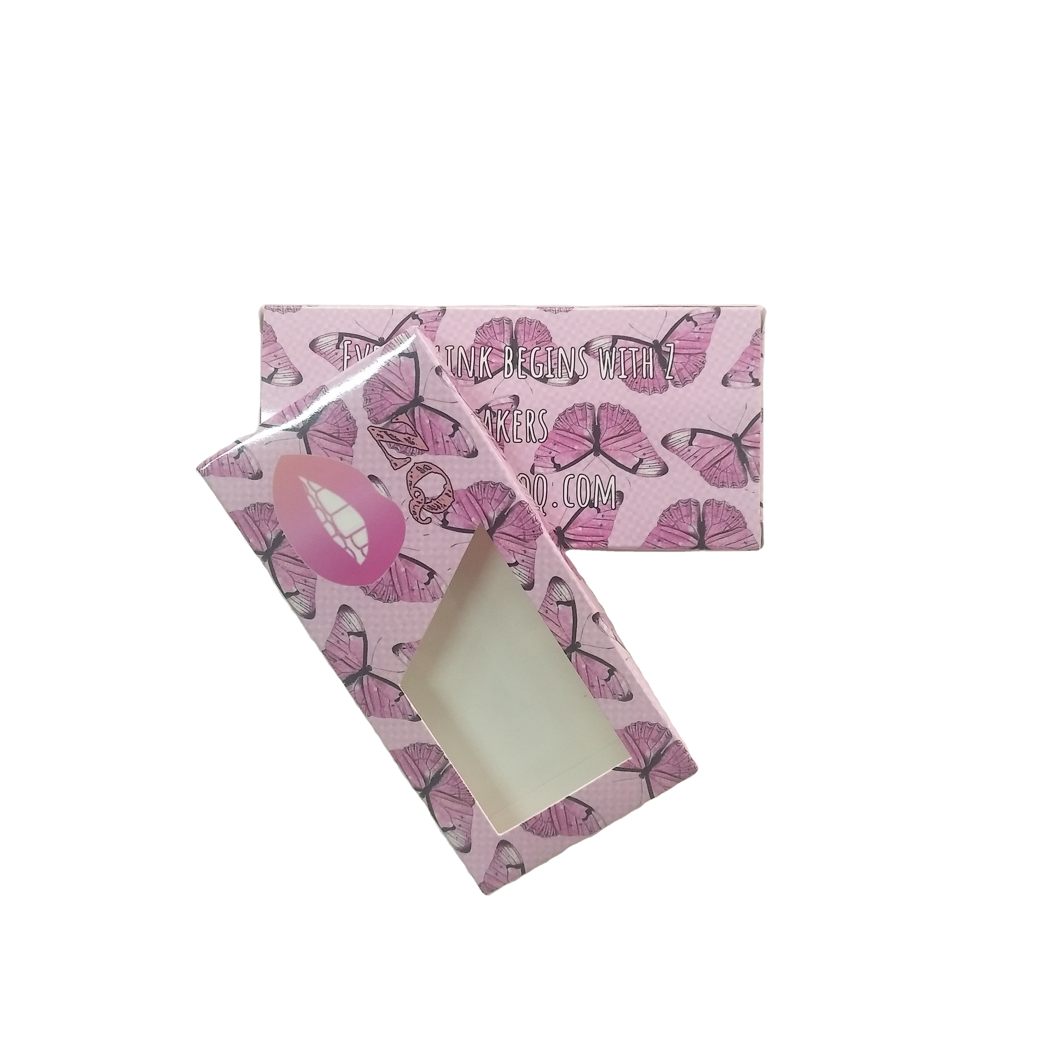 Full color printed paper rectangle luxury design pink 3d mink eyelash packaging box