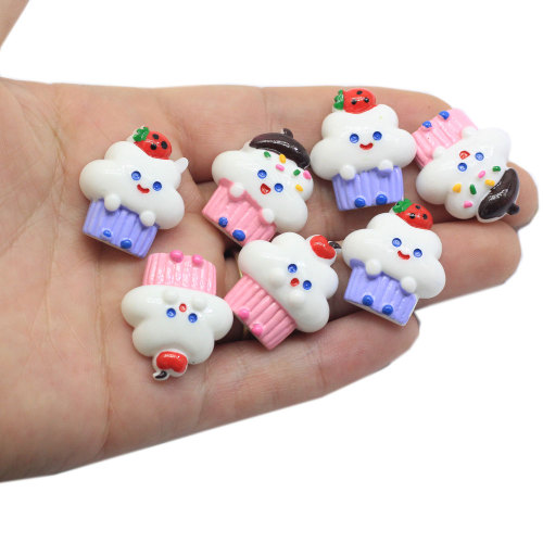 Kawaii Cartoon Happy Cupcake Resin Flatback Cabochons Lovely Fruit Ice Cream Cone Slime Charms For Hair Bow Center Decoration