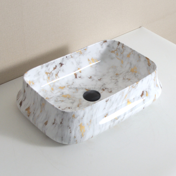 Luxury Marble Pattern Rectangular Ceramic Sink