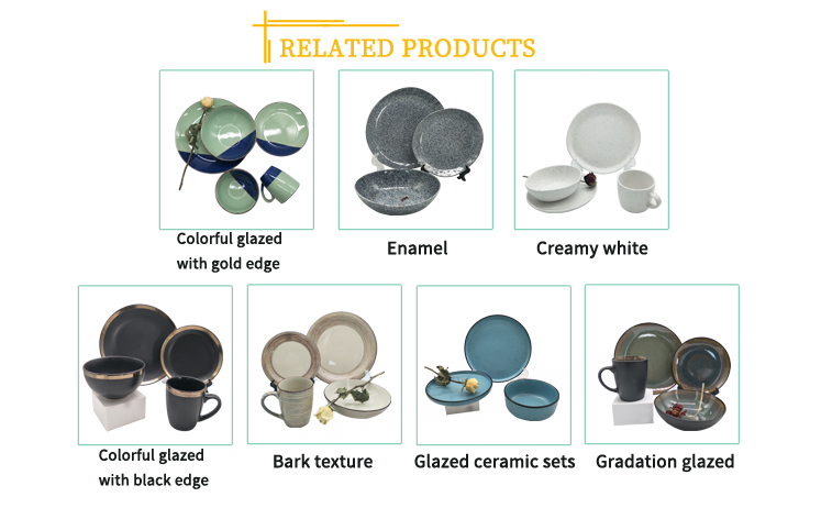 Wholesale Bark texture glazed ceramic sets tableware 16piece stoneware sets