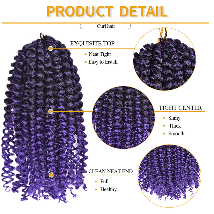 New Product Crochet Hair water wave crochet twist spring extension braid curly synthetic white butterfly braiding hair crochet