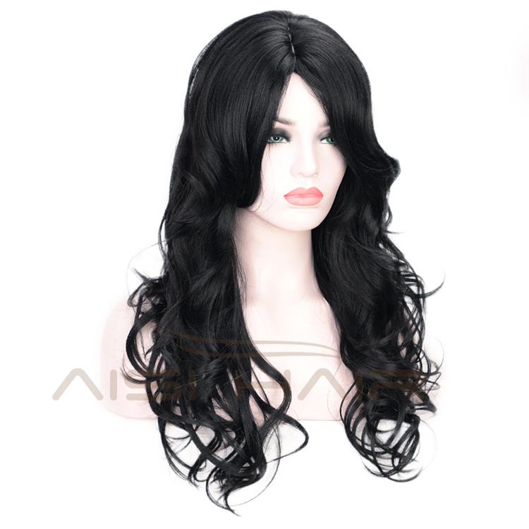 Black Body Wave Fiber Hair Wig Fashion Synthetic Wig Heat Resistant Long Wavy For Party Cosplay Women Wigs