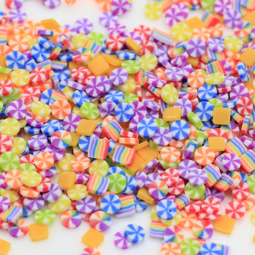 Mixed Type Round Square Bunt gestreift Bunt Polymer Clay Charms Handmade Craft Decoration Mini Slice