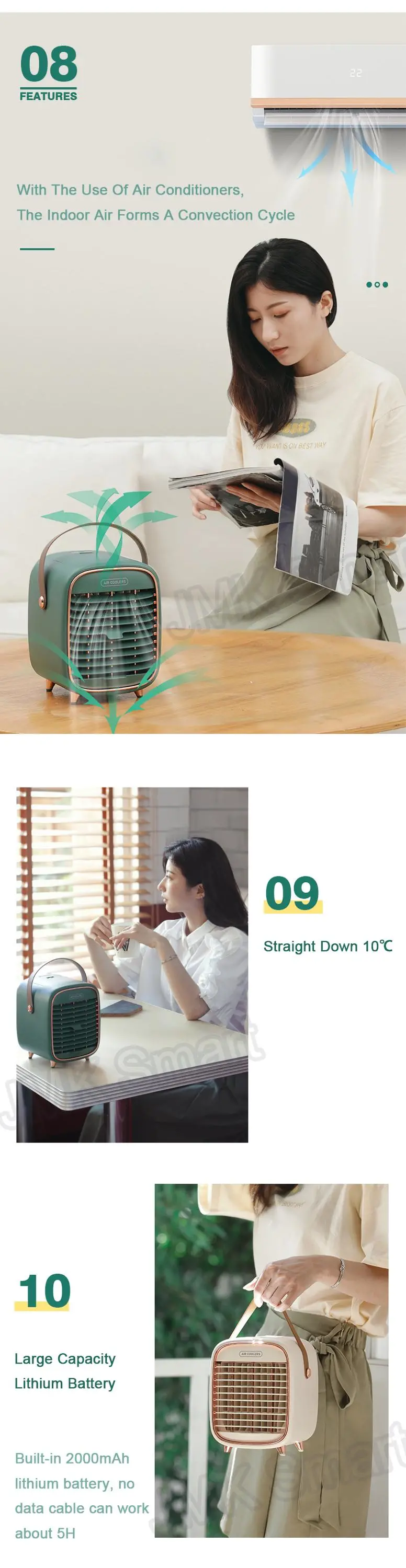 Portable USB Air Cooler Fan for Office Home