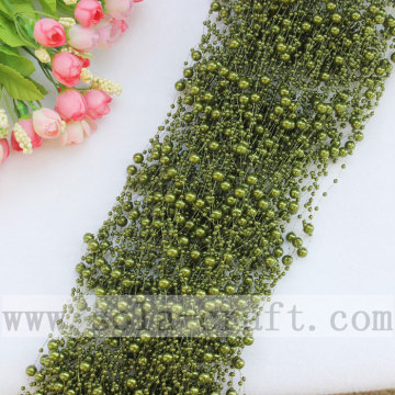 Grass-Green Color Imitation Faux Pearl Beaded Chains With 3+8MM Beads