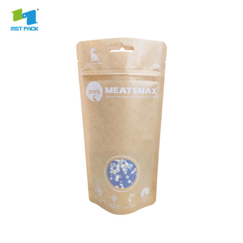 100% compostable kraft stand up pouches with window