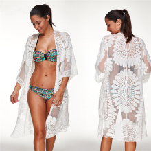 YOUME Pareo Beach Cover Up Floral Embroidery Bikini Cover Up Swimwear