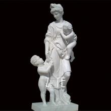 Classic elegant carved art stone lady sculpture with child statue
