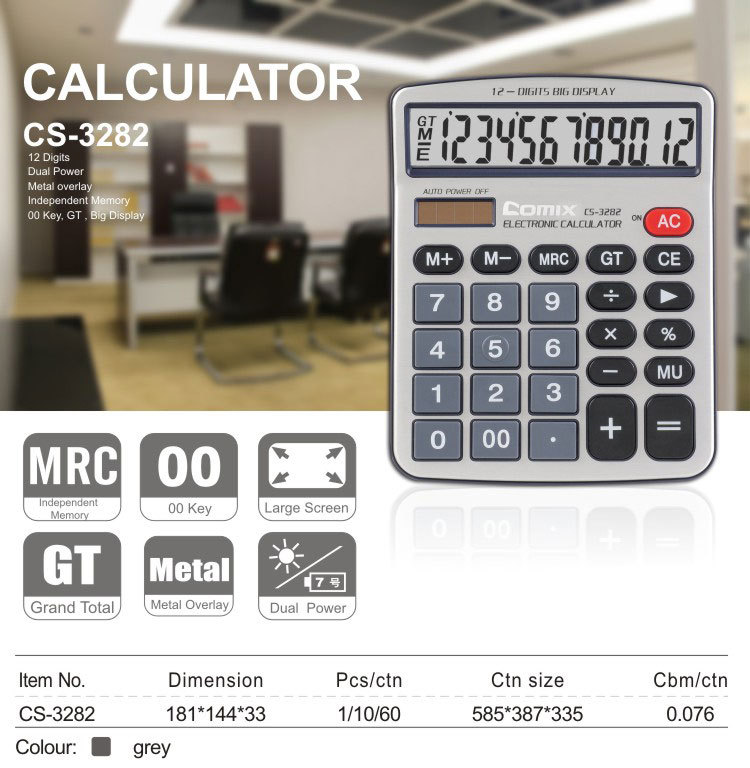 The portable multifunction solar power 12 digits electronic calculator with Dual power