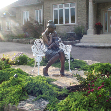 garden decorations metal craft life size mother and child sculptures