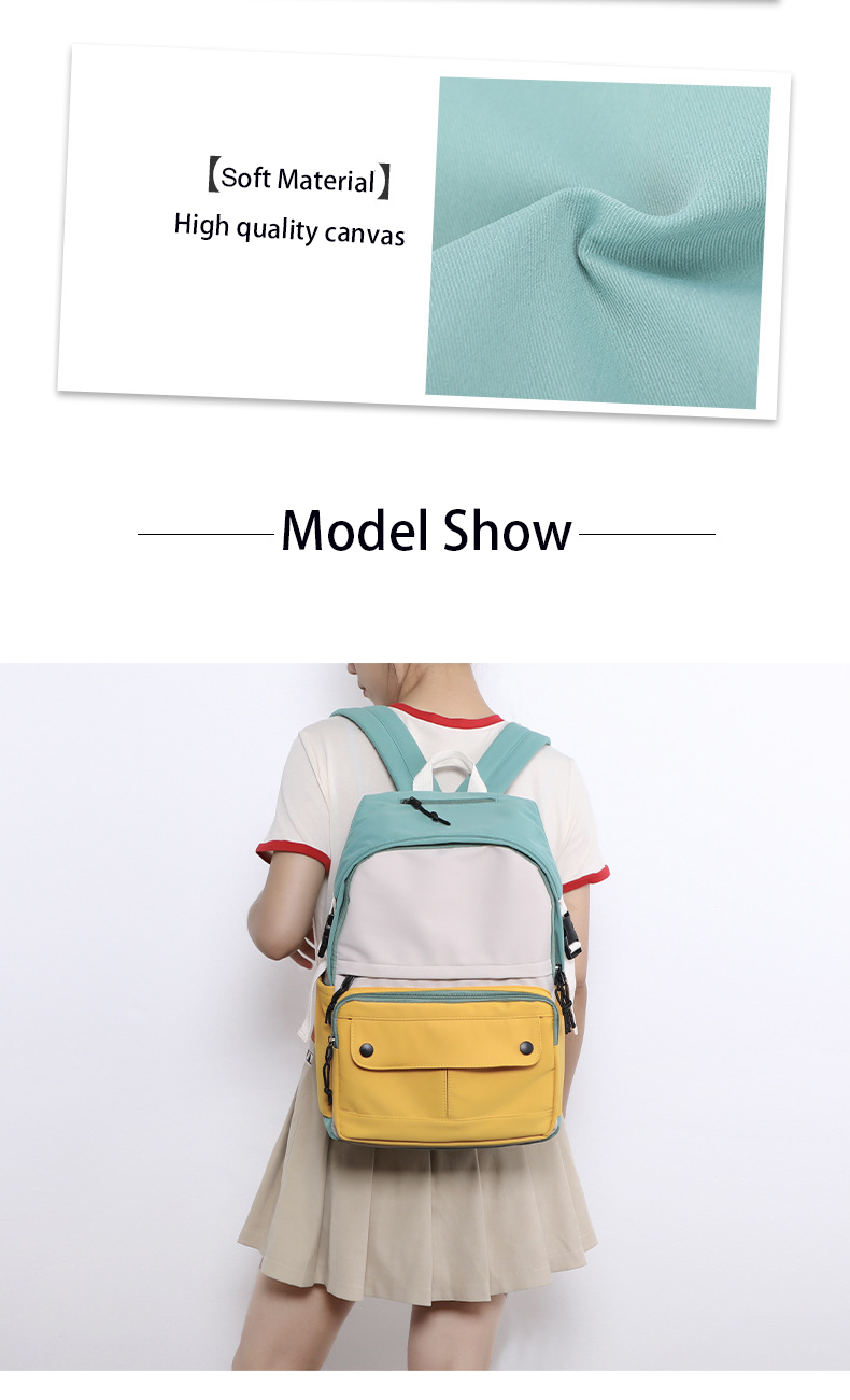 New casual pink foldable student canvas laptop compartment shoulder backpack bags for teenagers
