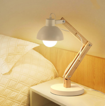 Wooden reading folding table lamp