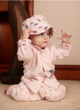 Toddler Cotton Three Piece Suit , Pink Cotton Clothes / Garments For Babies