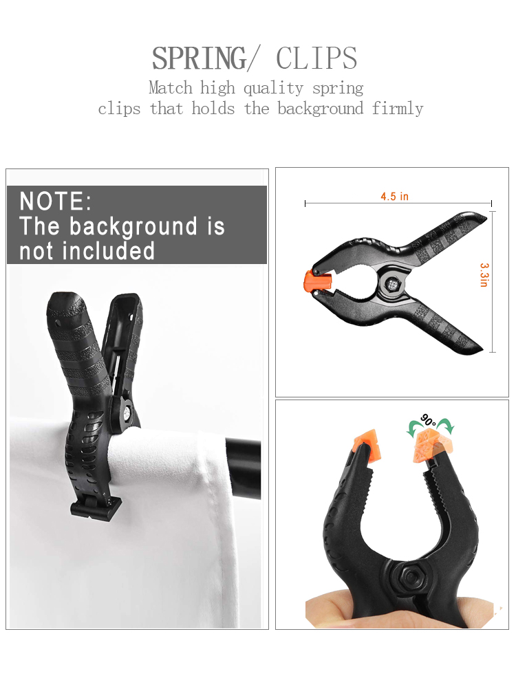 T-образная подставка для фона 2 x 2 м / 6,5 x 6,5 футов Портативная подставка для фото-фона с 4 пружинными зажимами для фотостудии