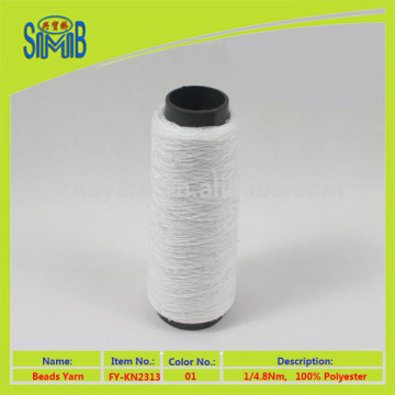 White beads yarn 100% polyester from china factory wholesale knitting yarn with beads