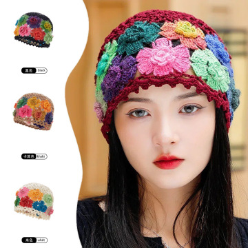 Wholesale Hand-Crocheted Women's Hollow Flower Woolen Pullover Hats
