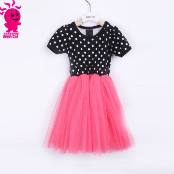 Hot sale girl's dress, girls hot pink polka dot fairy dress