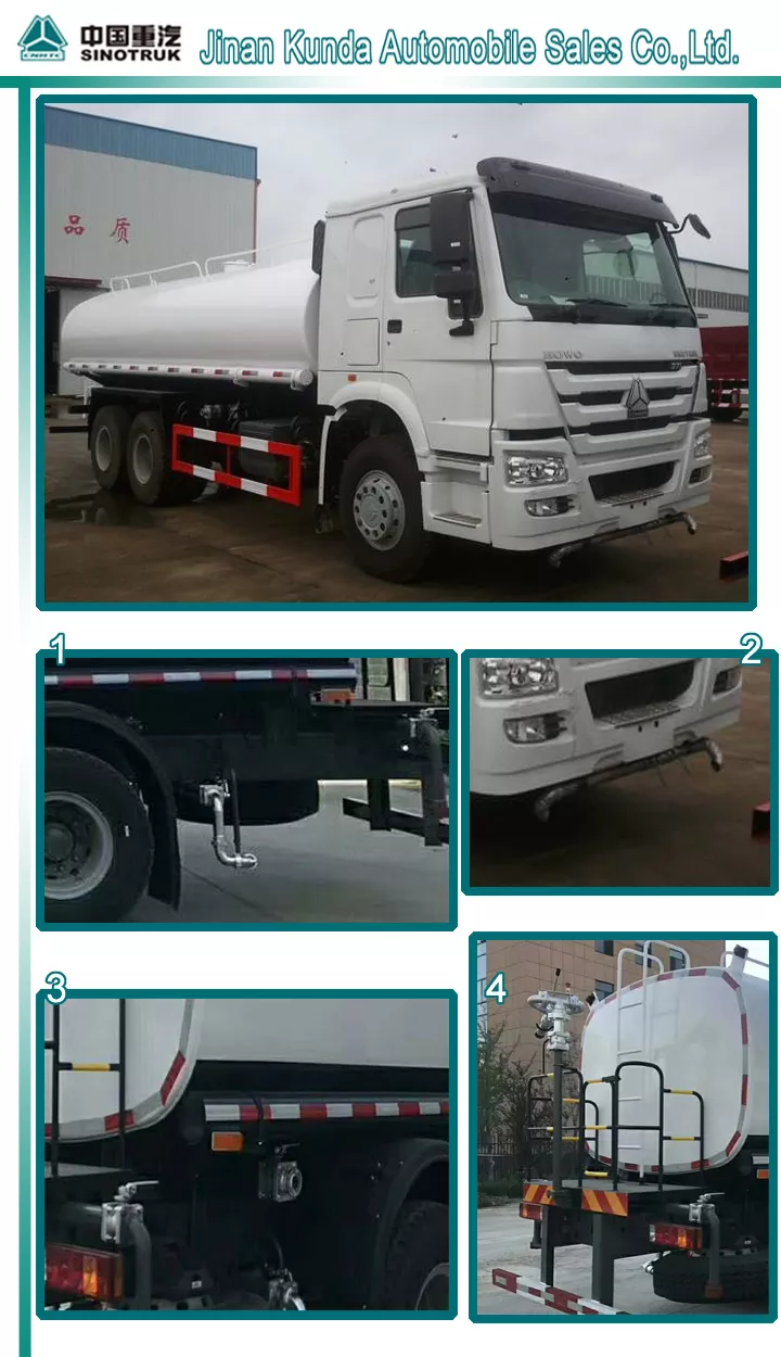 371 HOWO Water Tanker Vehicle 25 CBM Watering Cart for Sale Stainless Steel Custom Diesel Marketing Tank Engine Truck