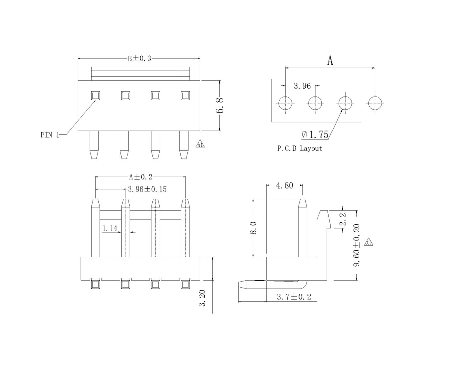 VH3.96mm 90°Wafer Connector Series AW3961RP-NP VH3.96mm 90°Wafer Connector Series AW3961RP-NP