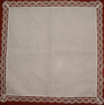 White Cotton Ladies' Wedding Handkerchiefs with Nylon Lace