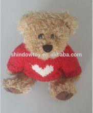 Hot selling Plush teddy bear red T-shirt bear plush bear knitted shirt with heart