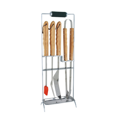 Ensemble d&#39;outils de barbecue 6pcs SS avec support de repos