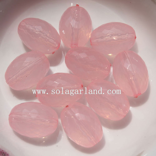 Jelly Acrylic Oval Faceted Beads with Bicone Shape Facets