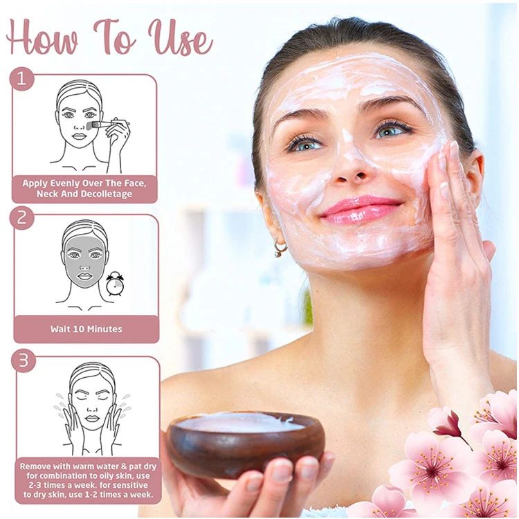 OEM/ODM Exfoliating Facial Acne Treatment Brighten Skin Pink Clay Mask