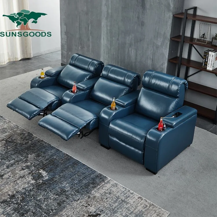Recliner Movie Theater Sofa Sets Recliner Fabric, Sofa Reclining Pure Leather for Living Room Modern